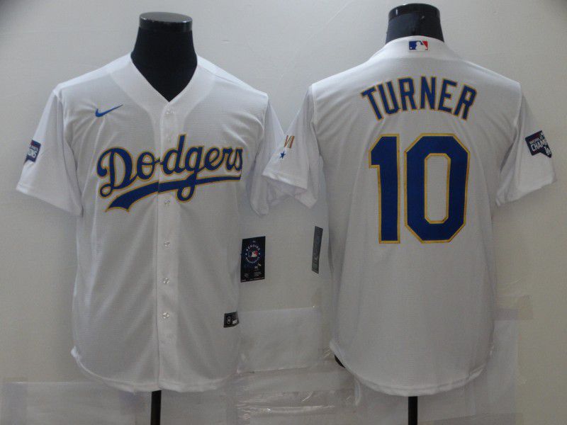 Men Los Angeles Dodgers #10 Turner White Game 2021 Nike MLB Jersey